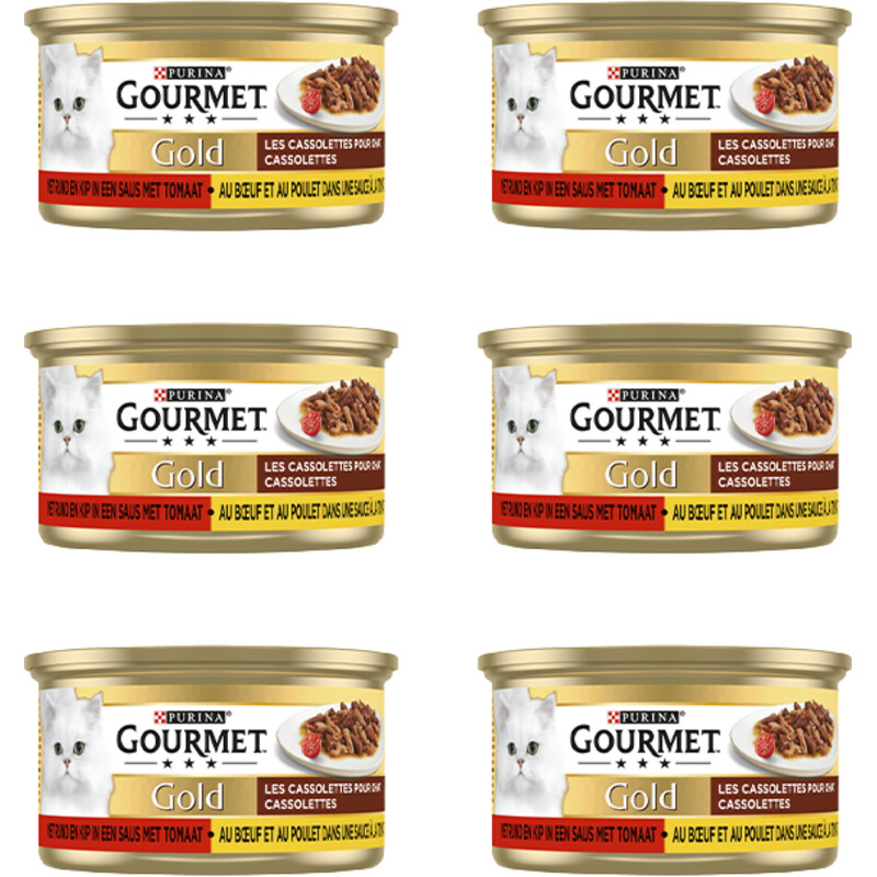 Een afbeelding van Gourmet Gold cassolettes met rund & kip 6-pack