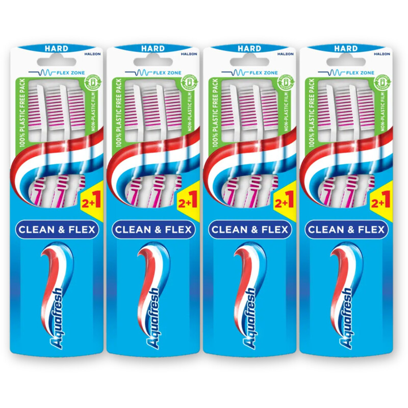 Aquafresh Clean & flex hard tandenborstel 4-pack