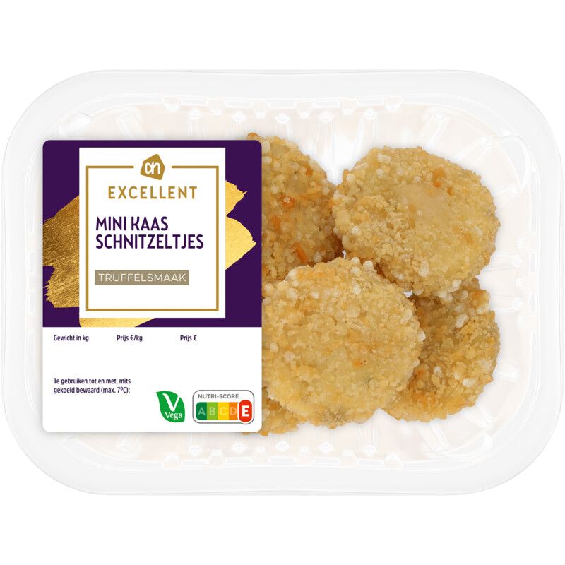 Een afbeelding van AH Excellent Mini kaas schnitzeltjes truffelsmaak
