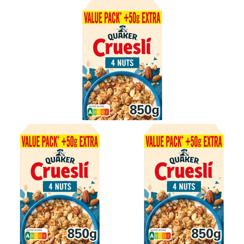 Een afbeelding van Quaker Cruesli 4 nuts 3-pack