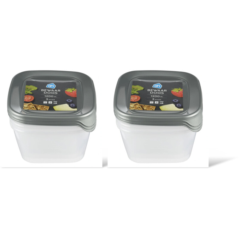 AH Bewaardoos 1,2 l vierkant 2-pack