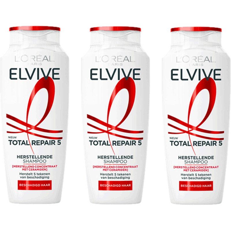 Een afbeelding van Elvive Total repair 5 shampoo Remix 3-pack