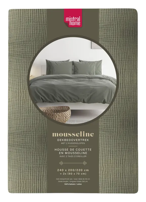 Mistral Home Dekbedovertrek mousseline groen 2-pers