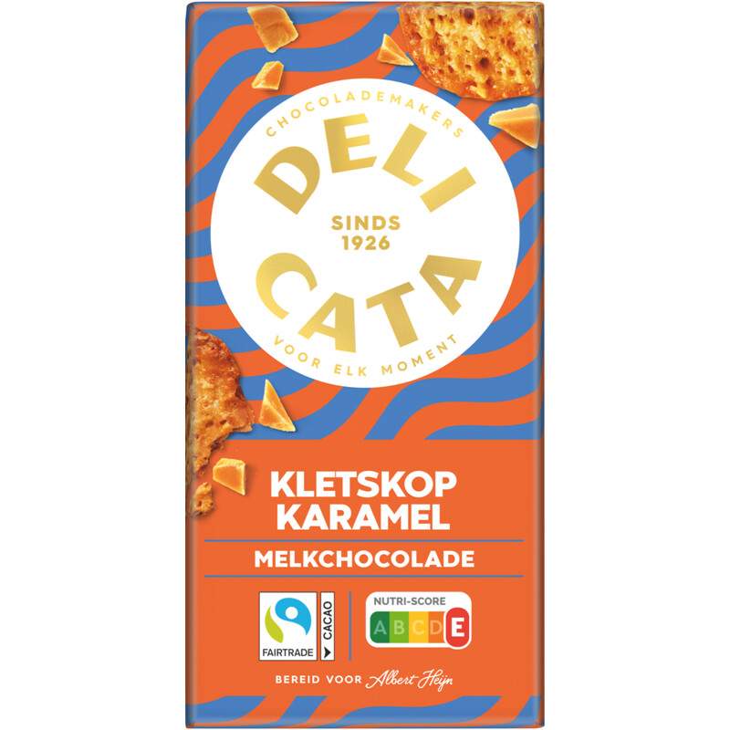 Een afbeelding van Delicata Reep melkchocolade kletskop karamel