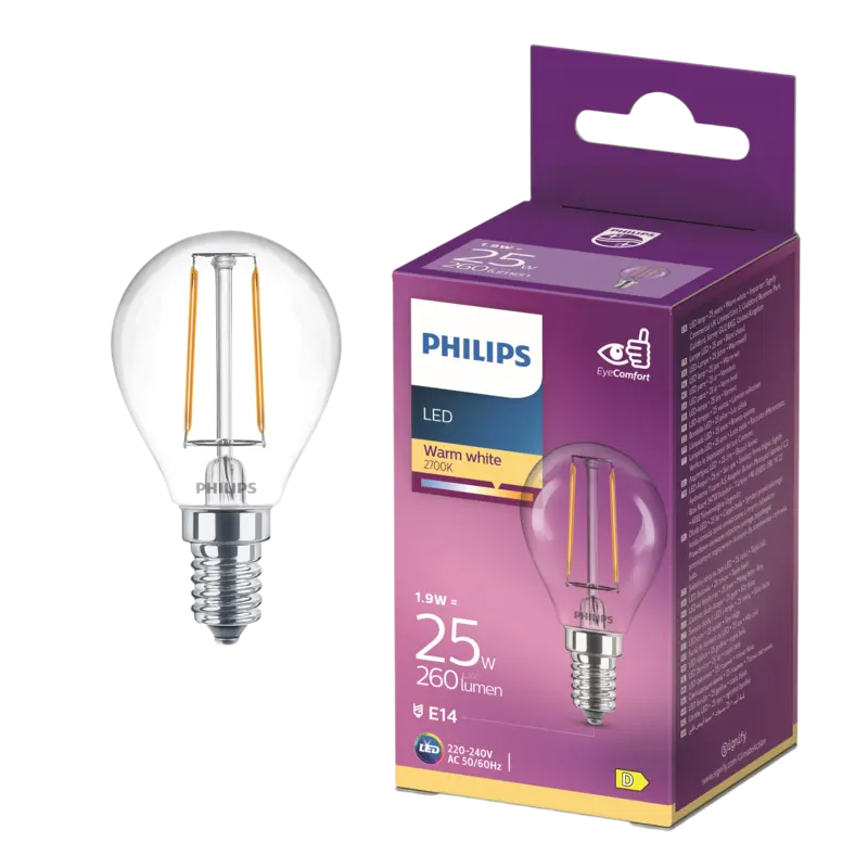 Philips Led fil kogel helder E14 25W