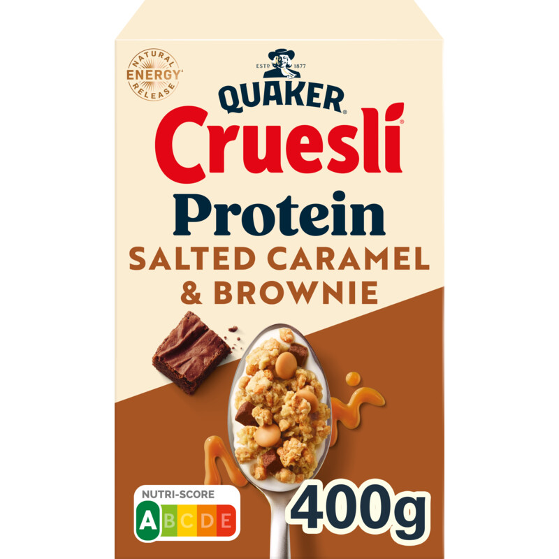 Quaker Cruesli protein salted caramel & brownie