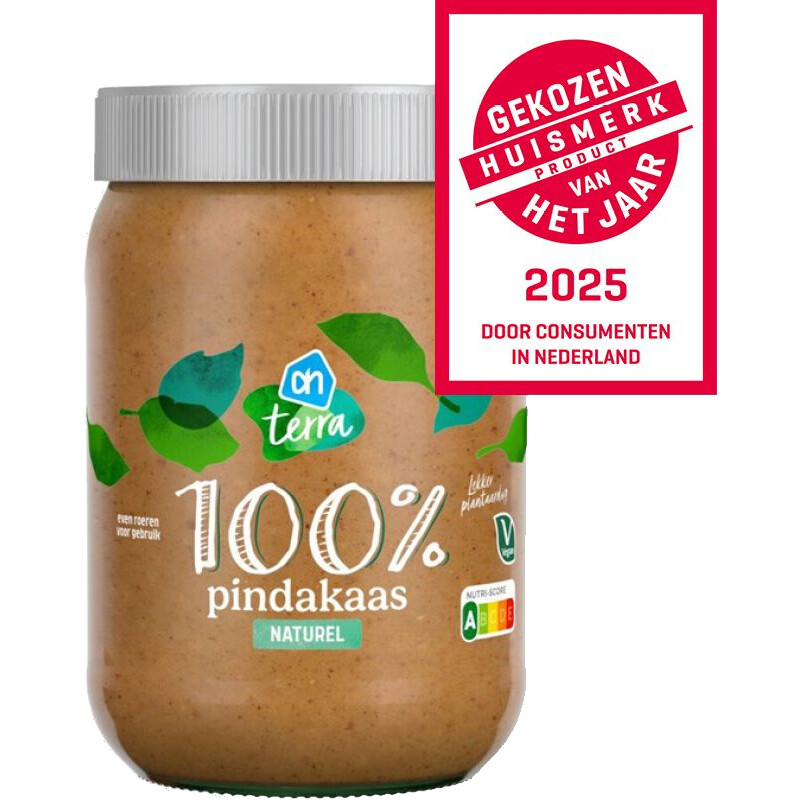 Een afbeelding van AH Terra Plantaardig 100% pindakaas naturel