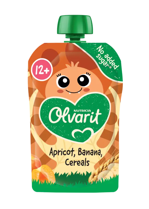 Olvarit Knijpfruit apricot, banana, cereals 12m+