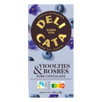 Delicata Reep pure chocolade viooltjes & bosbes