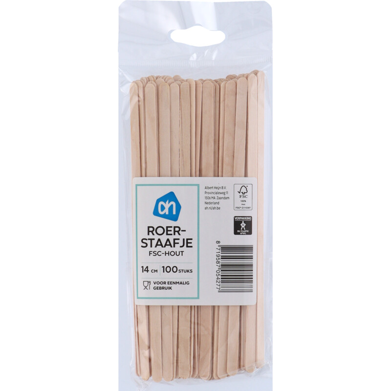 Een afbeelding van AH Roerstaafje hout