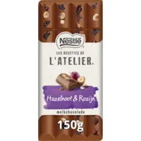 L'Atelier Melkchocoladereep hazelnoot & rozijn