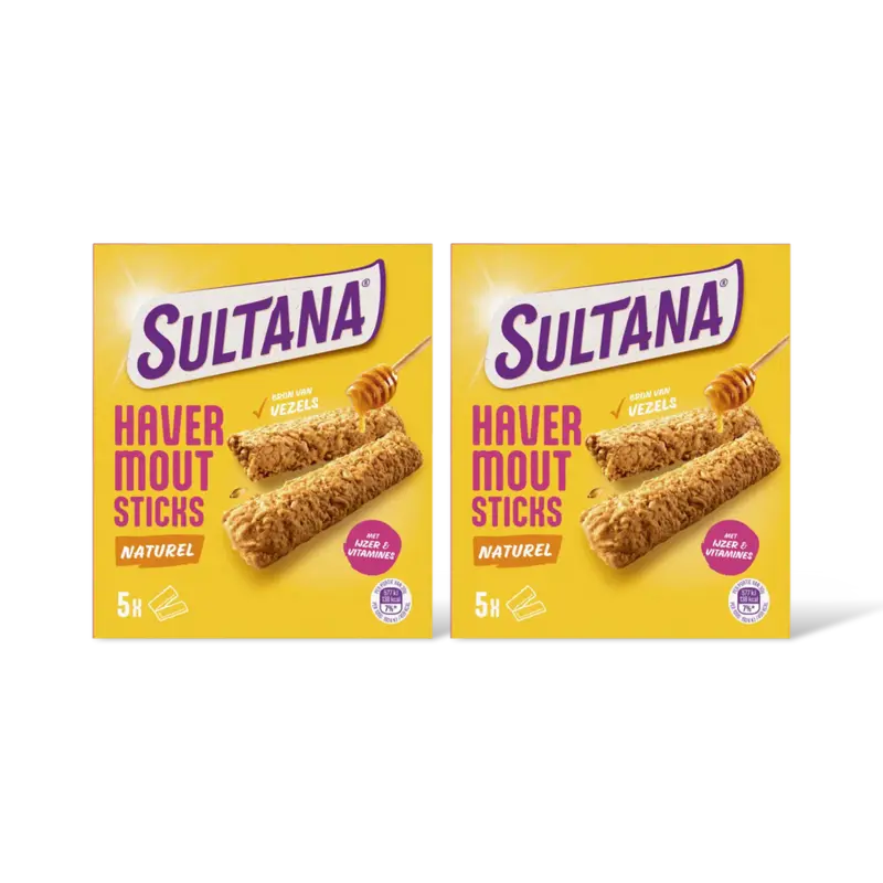 Sultana Havermoutsticks naturel golden syrup 2pk