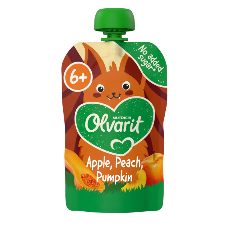 Olvarit Knijpfruit apple, peach, pumpkin 6m+
