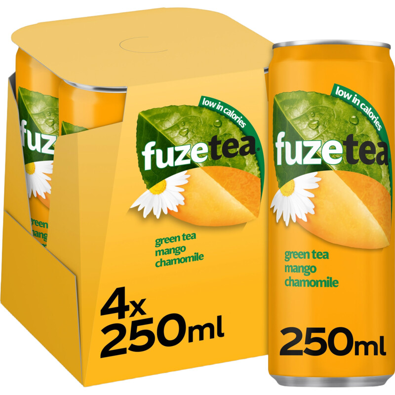 Een afbeelding van Fuze Tea Green ice tea mango chamomile 4-pack