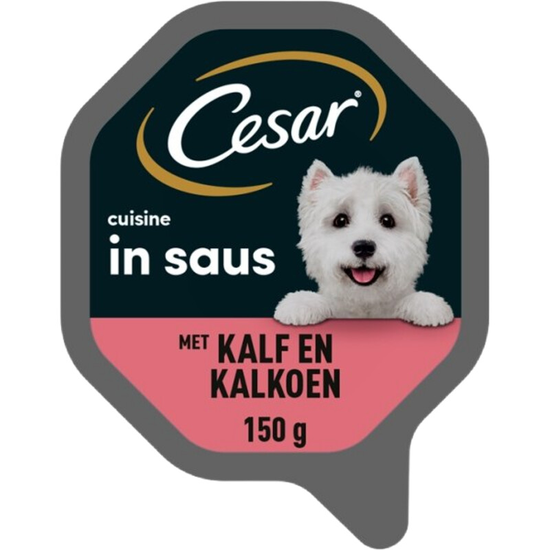 Een afbeelding van Cesar Hondenvoer nat kalf & kalkoen in saus
