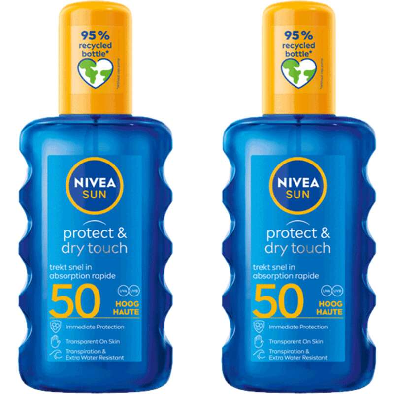 Een afbeelding van Nivea Sun Protect & dry touch spray spf50 2-pack