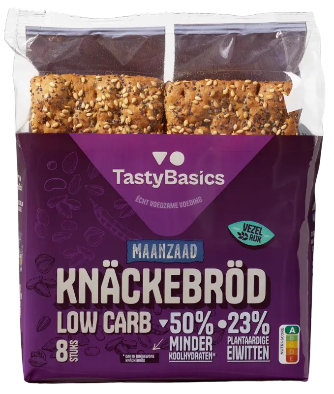 TastyBasics Maanzaad Knäckebröd 8 Stuks 150 g