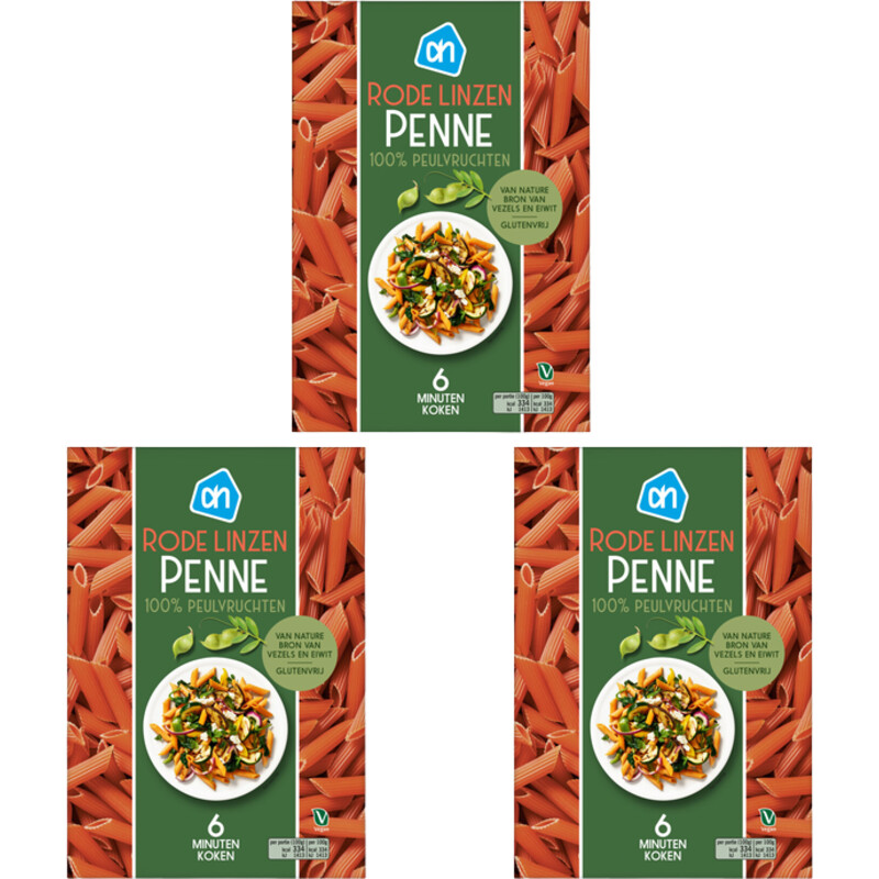 Een afbeelding van AH Rode linzen penne 3-pack