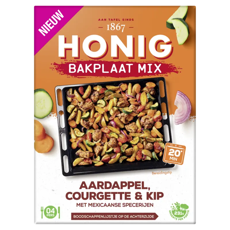 Bakplaat Mix Aardappel, Courgette & Kip met Mexicaanse Specerijen