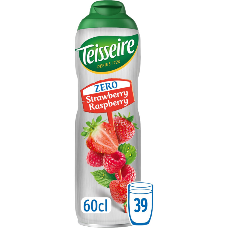 Een afbeelding van Teisseire Zero aardbei framboos siroop