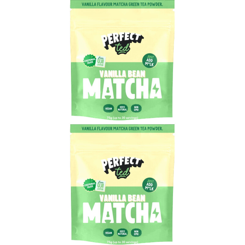 Een afbeelding van Perfect Ted Matcha vanille poeder 2-pack