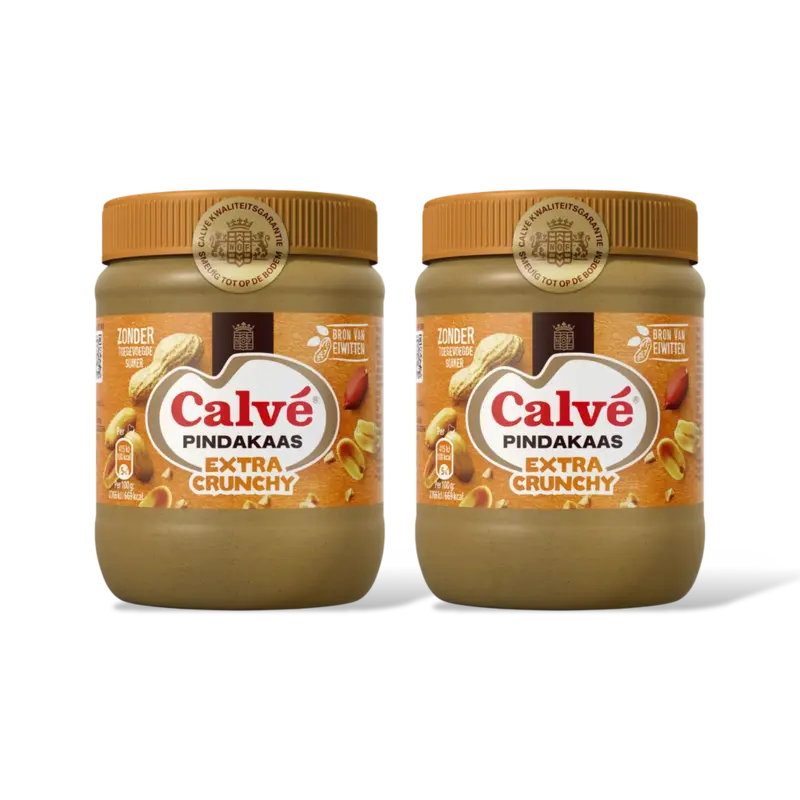 Calvé Extra crunchy pindakaas 2pack
