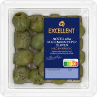 Een afbeelding van AH Excellent Nocellara rozemarijn & peper olijven