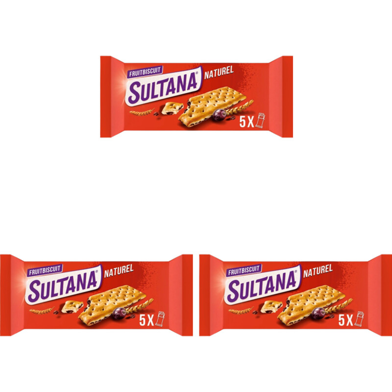 Een afbeelding van Sultana Fruitbiscuit naturel 3-pack