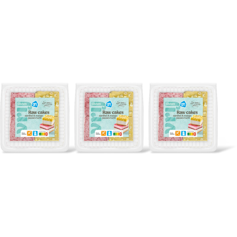 AH Glutenvrij Raw cakes aardbei en passievrucht ma 3pk