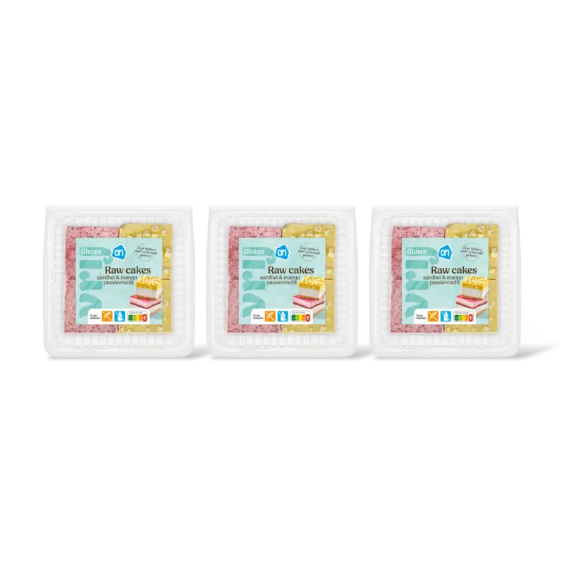 AH Glutenvrij Raw cakes aardbei en passievrucht ma 3pk
