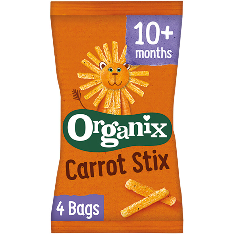 Een afbeelding van Organix Maïs sticks met wortel 4-pack 10m+