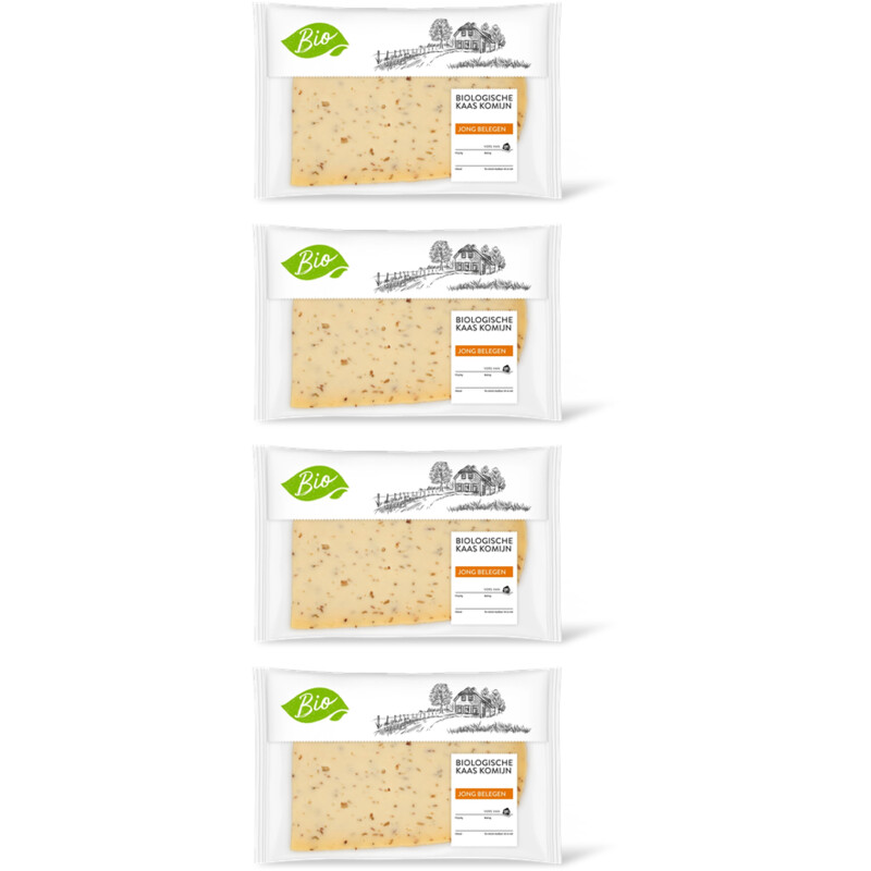 AH Biologisch Jong belegen komijn 50+ plakken 4-pack