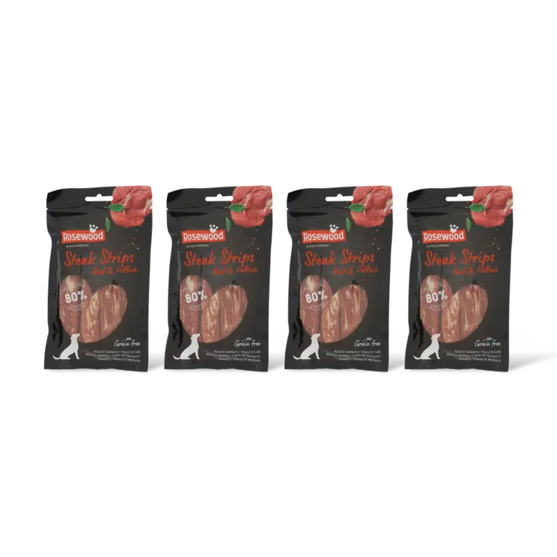 Rosewood Steak strips beef & pollock 4-pack
