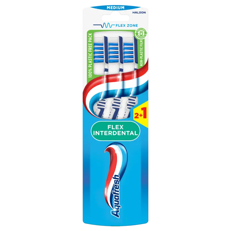 Flex Interdental Medium dagelijkse Tandenborstel 2+1 gratis in 100% plasticvrije verpakking