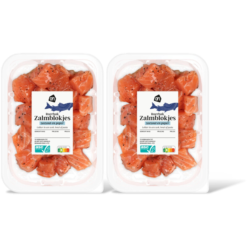 AH Roerbak zalmblokjes zeezout en peper 2pk