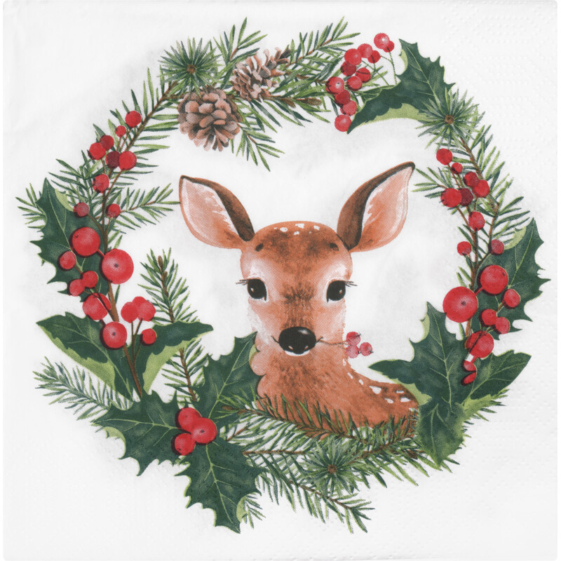 Een afbeelding van AH Excellent Servet hert hulst 33x33cm