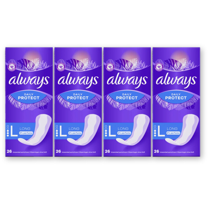 Always Dailies Protect Long 0% 4-pack