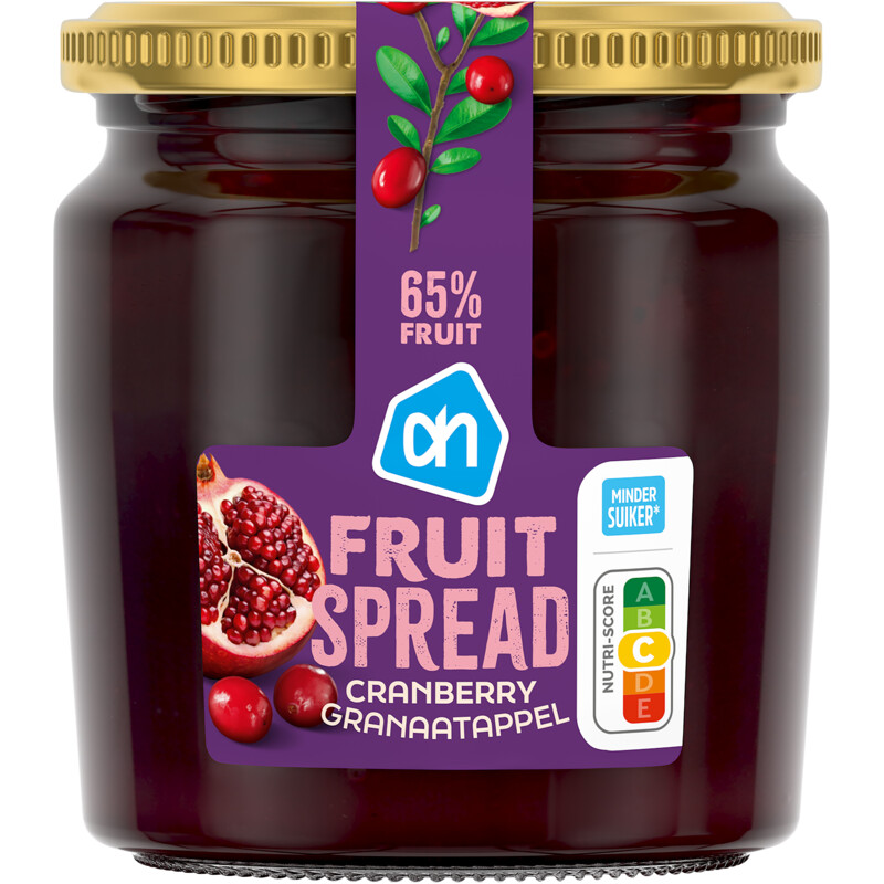 Een afbeelding van AH Cranberry granaatappel fruitspread
