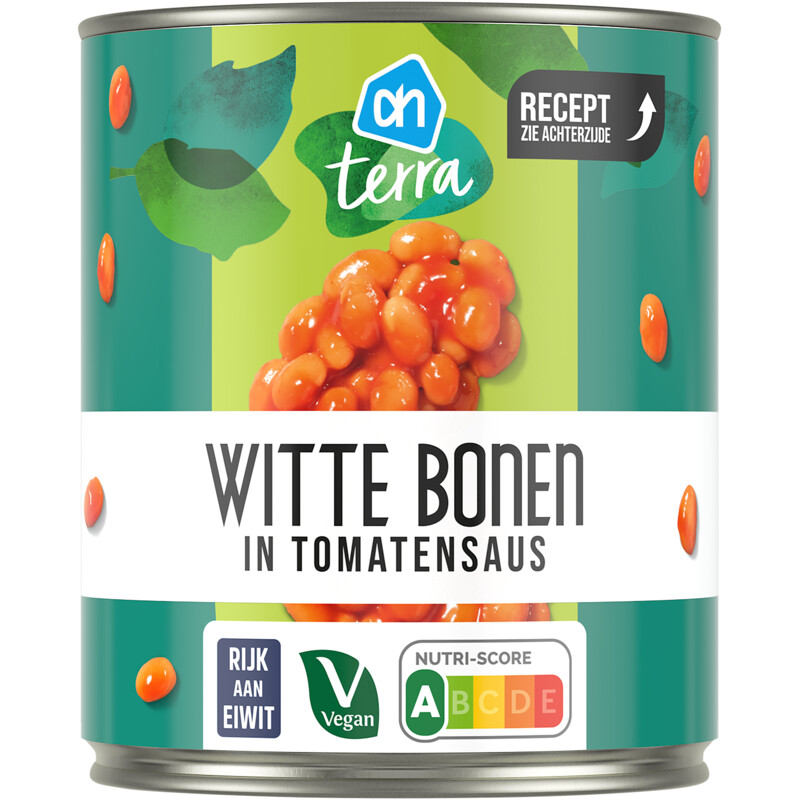 Een afbeelding van AH Terra Witte bonen in tomatensaus