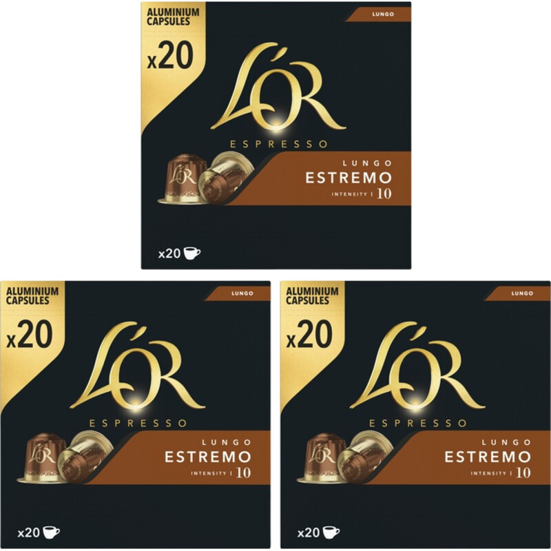 Een afbeelding van L'OR Lungo Estremo koffiecups 3-pack