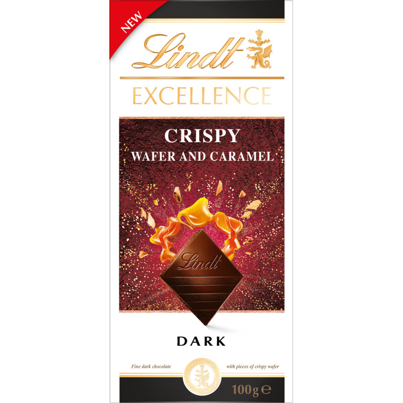 Een afbeelding van Lindt Excellence crispy wafer & caramel dark
