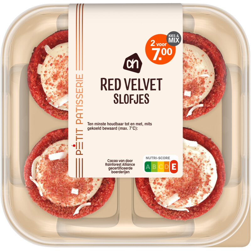 Een afbeelding van AH Mini red velvet slofjes