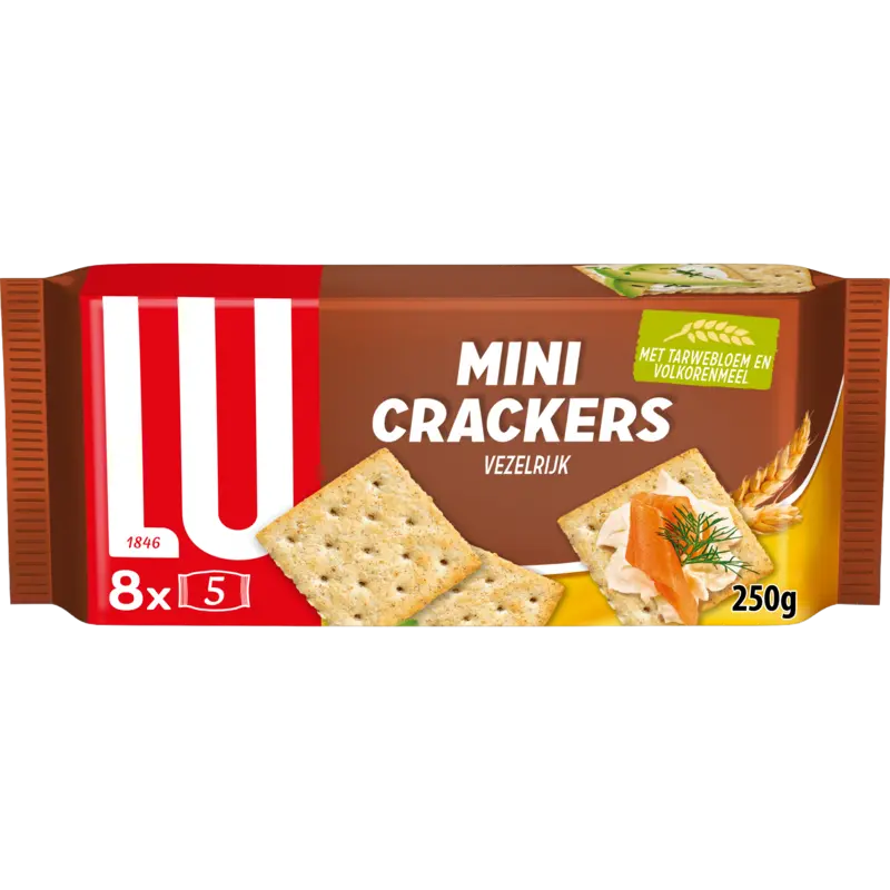 LU Mini crackers tarwebloem en volkorenmeel