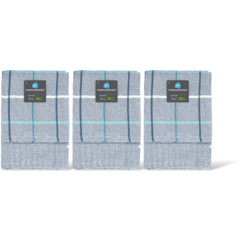 AH Theedoek blauw set van 2 3-pack