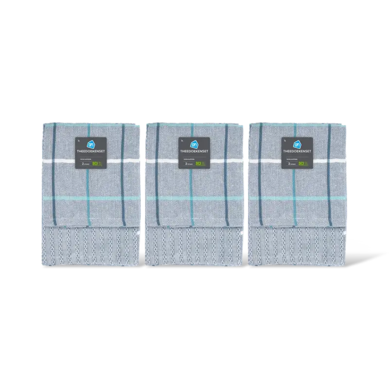 AH Theedoek blauw set van 2 3-pack