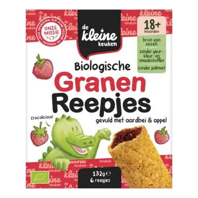 pdp-image-De Kleine Keuken Biologische granenreepjes aardbei 18m+