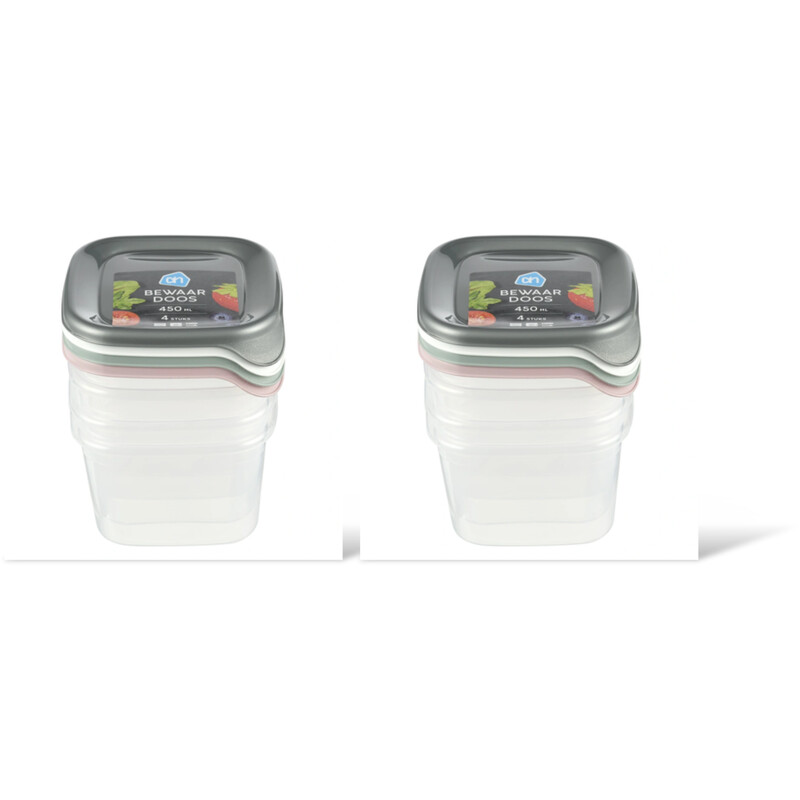 AH Bewaardoos 0.45 liter vierkant 2-pack