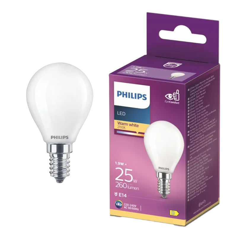Philips Led fil kogel mat E14 25W