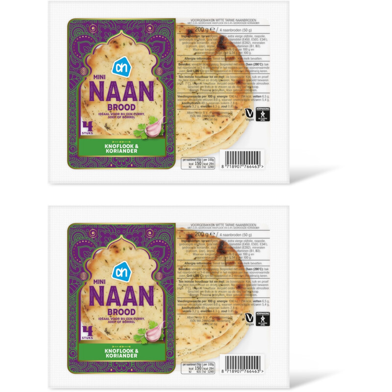 AH Mini naanbrood knoflook koriander 2-pack