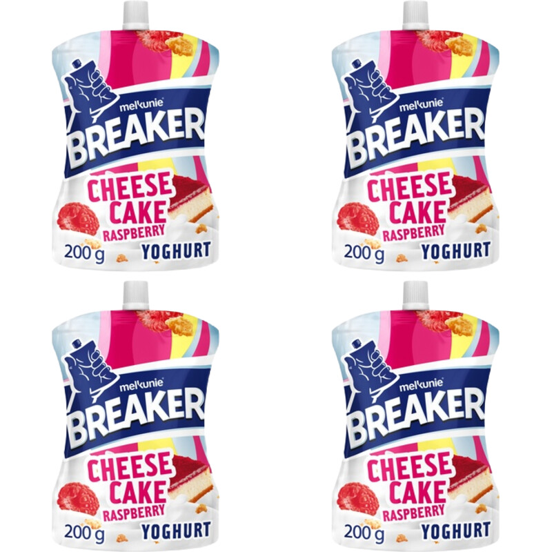 Een afbeelding van Melkunie cheesecake framboos yoghurt 4-pack